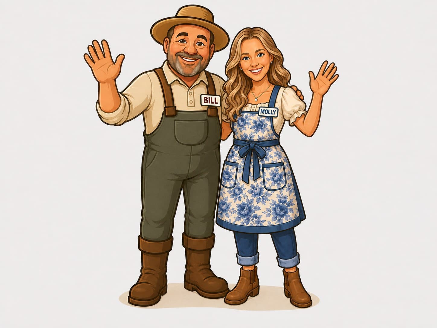 Bill and Molly, waving